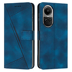 Leather Case Stands Flip Cover Holder Y07X for Oppo Reno10 5G Blue