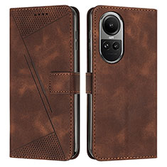 Leather Case Stands Flip Cover Holder Y07X for Oppo Reno10 5G Brown