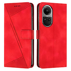 Leather Case Stands Flip Cover Holder Y07X for Oppo Reno10 5G Red