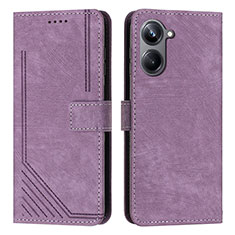 Leather Case Stands Flip Cover Holder Y07X for Realme 10 Pro 5G Purple