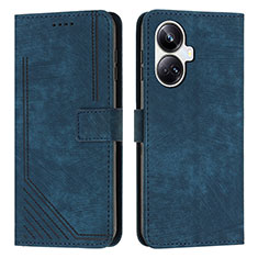 Leather Case Stands Flip Cover Holder Y07X for Realme 10 Pro+ Plus 5G Blue