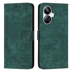 Leather Case Stands Flip Cover Holder Y07X for Realme 10 Pro+ Plus 5G Green
