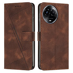 Leather Case Stands Flip Cover Holder Y07X for Realme 11 5G Brown