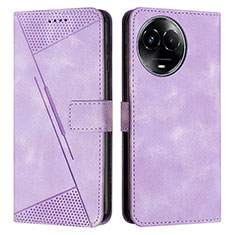 Leather Case Stands Flip Cover Holder Y07X for Realme 11 5G Purple