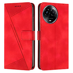 Leather Case Stands Flip Cover Holder Y07X for Realme 11 5G Red