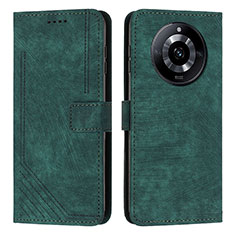Leather Case Stands Flip Cover Holder Y07X for Realme 11 Pro 5G Green