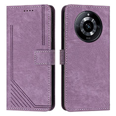 Leather Case Stands Flip Cover Holder Y07X for Realme 11 Pro 5G Purple