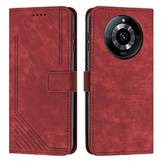 Leather Case Stands Flip Cover Holder Y07X for Realme 11 Pro 5G Red
