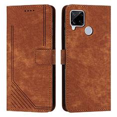 Leather Case Stands Flip Cover Holder Y07X for Realme 7i RMX2193 Brown