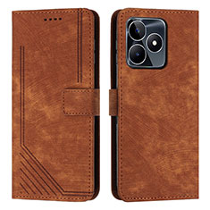 Leather Case Stands Flip Cover Holder Y07X for Realme C51 Brown