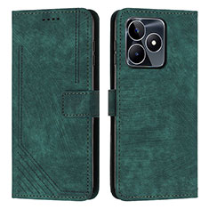 Leather Case Stands Flip Cover Holder Y07X for Realme C51 Green