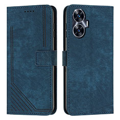 Leather Case Stands Flip Cover Holder Y07X for Realme C55 Blue
