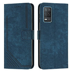 Leather Case Stands Flip Cover Holder Y07X for Realme Q3 5G Blue