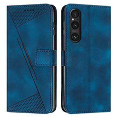 Leather Case Stands Flip Cover Holder Y07X for Sony Xperia 1 V Blue