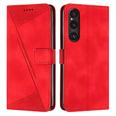 Leather Case Stands Flip Cover Holder Y07X for Sony Xperia 1 V Red