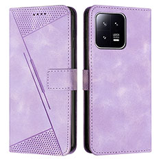 Leather Case Stands Flip Cover Holder Y07X for Xiaomi Mi 13 5G Purple