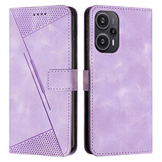 Leather Case Stands Flip Cover Holder Y07X for Xiaomi Poco F5 5G Purple