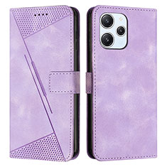 Leather Case Stands Flip Cover Holder Y07X for Xiaomi Redmi 12 4G Purple