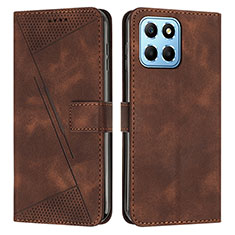 Leather Case Stands Flip Cover Holder Y08X for Huawei Honor 70 Lite 5G Brown