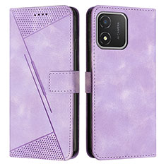 Leather Case Stands Flip Cover Holder Y08X for Huawei Honor X5 Purple