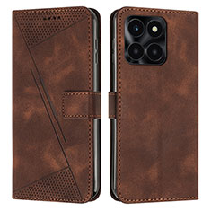 Leather Case Stands Flip Cover Holder Y08X for Huawei Honor X8b Brown