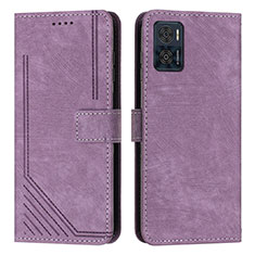 Leather Case Stands Flip Cover Holder Y08X for Motorola Moto E22 Purple