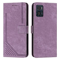 Leather Case Stands Flip Cover Holder Y08X for Motorola Moto E22i Purple