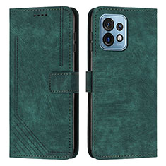Leather Case Stands Flip Cover Holder Y08X for Motorola Moto Edge 40 Pro 5G Green