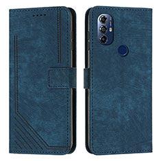 Leather Case Stands Flip Cover Holder Y08X for Motorola Moto G Play (2023) Blue