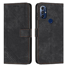 Leather Case Stands Flip Cover Holder Y08X for Motorola Moto G Power (2022) Black