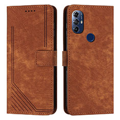 Leather Case Stands Flip Cover Holder Y08X for Motorola Moto G Power (2022) Brown