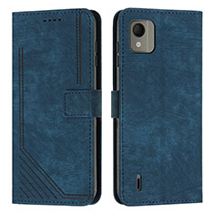 Leather Case Stands Flip Cover Holder Y08X for Nokia C110 Blue
