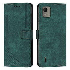 Leather Case Stands Flip Cover Holder Y08X for Nokia C110 Green