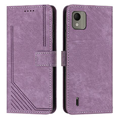 Leather Case Stands Flip Cover Holder Y08X for Nokia C110 Purple