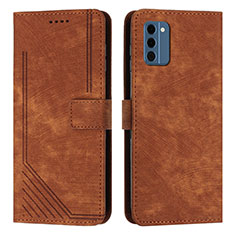Leather Case Stands Flip Cover Holder Y08X for Nokia C300 Brown