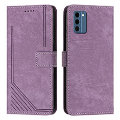 Leather Case Stands Flip Cover Holder Y08X for Nokia C300 Purple