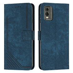Leather Case Stands Flip Cover Holder Y08X for Nokia C32 Blue