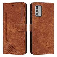 Leather Case Stands Flip Cover Holder Y08X for Nokia G310 5G Brown