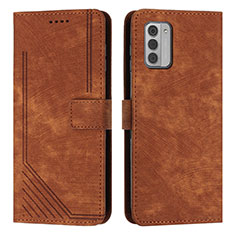 Leather Case Stands Flip Cover Holder Y08X for Nokia G42 5G Brown