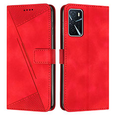 Leather Case Stands Flip Cover Holder Y08X for Oppo A16 Red