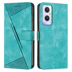 Leather Case Stands Flip Cover Holder Y08X for Oppo A96 5G Green