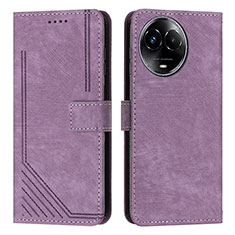 Leather Case Stands Flip Cover Holder Y08X for Realme 11 5G Purple