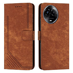 Leather Case Stands Flip Cover Holder Y08X for Realme V50s 5G Brown