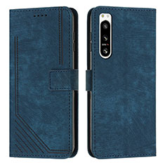 Leather Case Stands Flip Cover Holder Y08X for Sony Xperia 5 IV Blue