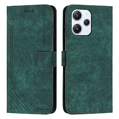 Leather Case Stands Flip Cover Holder Y08X for Xiaomi Redmi 12 4G Green