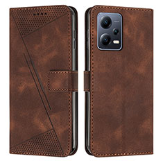Leather Case Stands Flip Cover Holder Y08X for Xiaomi Redmi Note 12 Explorer Brown