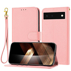 Leather Case Stands Flip Cover Holder Y09X for Google Pixel 6 5G Rose Gold