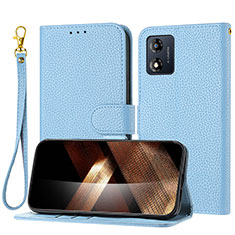 Leather Case Stands Flip Cover Holder Y09X for Motorola Moto E13 Blue