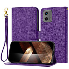 Leather Case Stands Flip Cover Holder Y09X for Motorola Moto G 5G (2023) Purple
