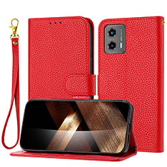 Leather Case Stands Flip Cover Holder Y09X for Motorola Moto G 5G (2023) Red